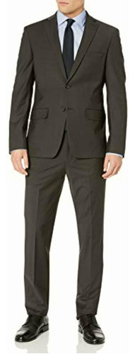 Dkny Traje De Lana Slim Fit Para Hombre, Carbón (dark