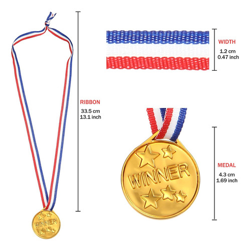 Paquete De 30 Medallas Doradas De Plástico Para Niños, Perfe
