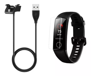 Pack Cable Cargador + 3 Micas Tpu Huawei Honor Band 4 Y 5