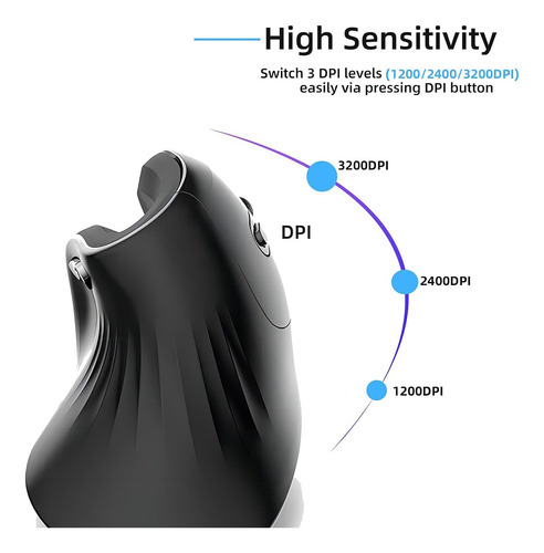 Ratón Inalámbrico Vertical Ergonómico Silencioso Bluetooth