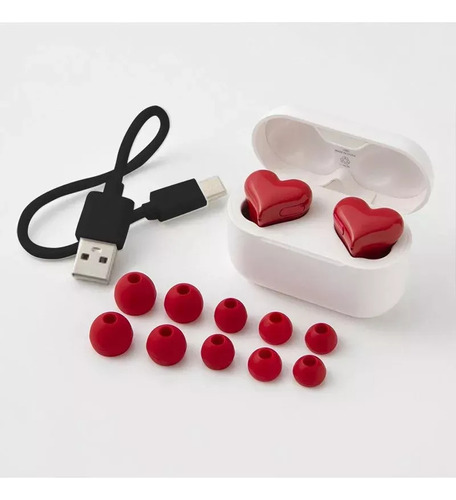 Auriculares Bluetooth Corazón Con Cancelación De Color Rojo