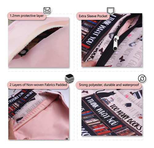 Funda De Libro Con Cremallera Protectora De Tela Lavable