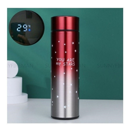 Termo Digital Acero Inoxidable Inteligente 500ml Rojo/ Plata Color Rojo