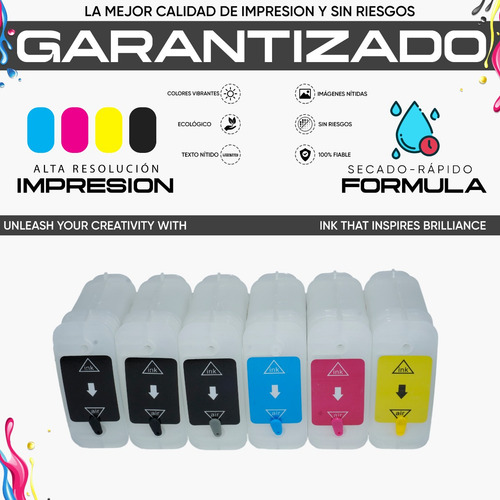 Cartuchos Tinta Rellenable Compatible Hp 72 T610 T1100 T1120