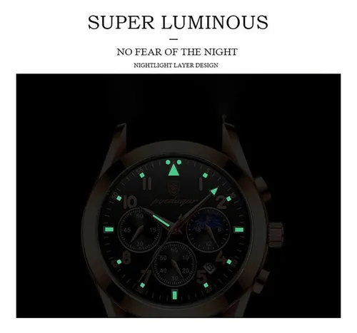 Reloj De Moda De Cuero Poedagar Calendar Luminous
