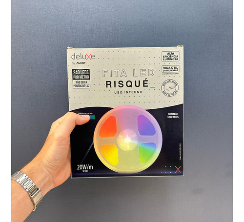 Fita De Led Risqué 100w Rgb 12v 20w P/metro 5 Metros Ip20