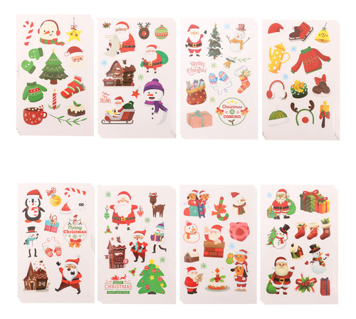 Ay 80pcs Pegatinas Removibles De Dibujos Animados Navideños
