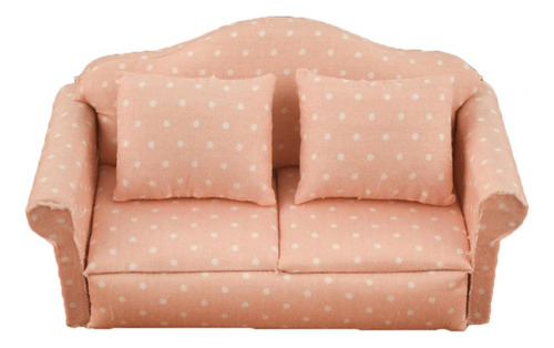 Set De 3 Muebles Mini Para Casa De Muñecas - Sofá Doble Y 2 Butacas Con Almohadas, Escala 1:12, Color Blanco