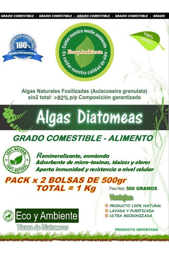 Diatomeas Grado Comestible Premium Micronizada+certifica 1kg