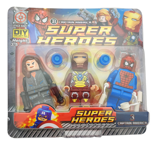 Set Muñecos Fichas Superhéroes Dc Y Marvel Plástico 9 Cm 