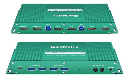 Kvm Switch 2 Monitor 2 Computadoras Hdmi 2.1 4k 165hz 2 Pc .