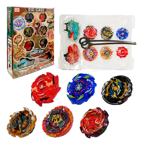 Set 6 Beyblade Dinosaurio Park Con Lanzador Juguete Niños