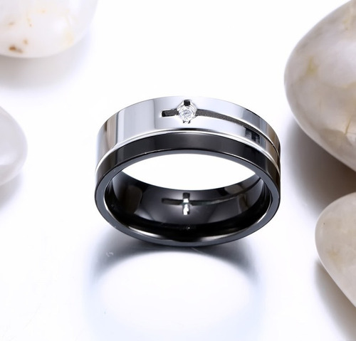 Anillo Elegante De Acero Para Bodas- Compromisos.
