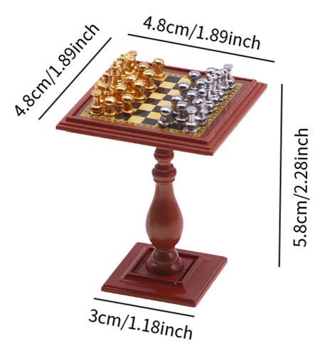Juego De Ajedrez En Miniatura Para Casa De Muñecas, Mesa De