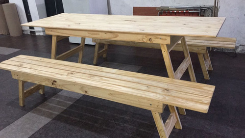 Imagen 2 de 10 de Mesa De Madera Pino Plegable 0.70 X2.00 Mts (quincho)-