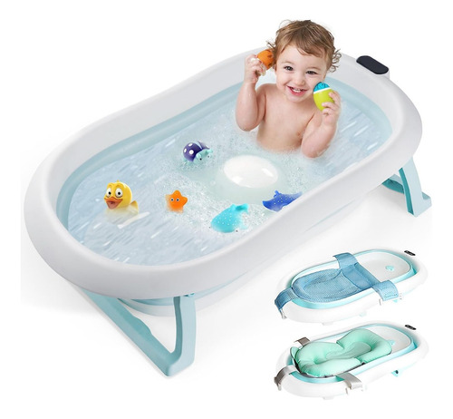 Bañera Tina Plegable Con 2 Cojín Para Bebés Recién Y Nacidos
