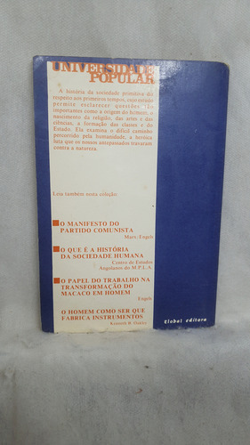 Livro A Sociedade Primitiva - Coleção Universidade Popular 3 - V. Diakov ; S. Kovalev - Editora Global (Usado)