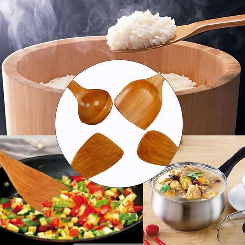 Utensilios De Madera Para Cocinar 4 Utensilios Antiadherente