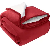Comprar 2 Cobijas Térmica Ovejera Cama Doble\u002Fqueen Color Rojo Diseño De La Tela Lisa