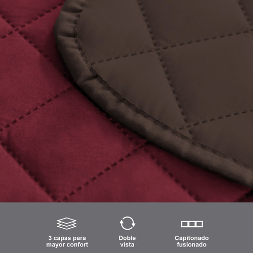 Protector Cubre Salas Sofa Royal Velvet Reversible capitonado terracota para sofá Sillon de 1,2 y3 cuerpos. Kit de 3 fundas