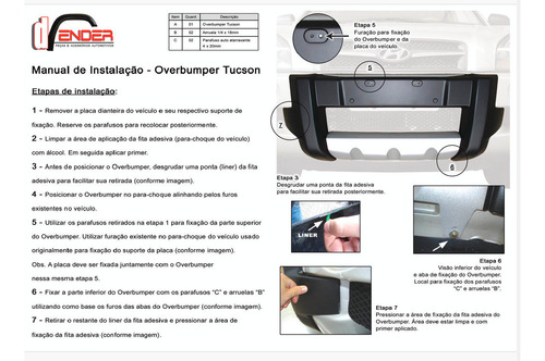 Overbumper Tucson 2005 A 2017 Frontbumper Preto