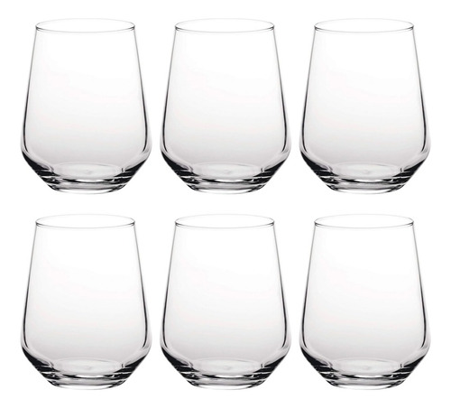 Set Vasos De Vidrio Cristal Viña Vino Bebidas 400ml 6 Piezas Color Transparente