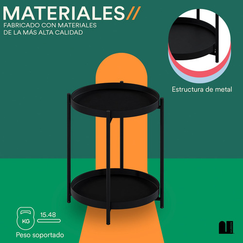 Mesa Auxiliar Minimalista Para Sala Jardín O Recamara Negra