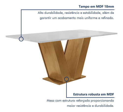 Conjunto Sala De Jantar Mesa Tampo Mdf 6 Cadeiras Espanha