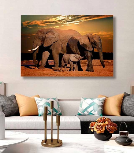 Cuadro Decorativo Canvas Elefante Familia 2 120x80