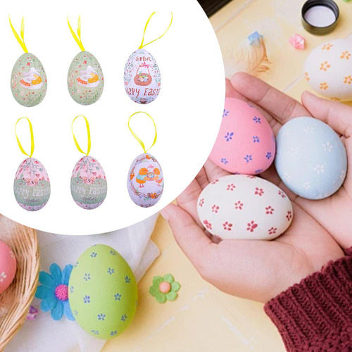 6x Adornos De Huevos De Pascua Colgantes Huevos De Estilo B