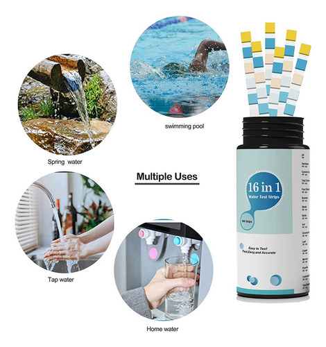 Kits De Prueba De Agua 16 En 1, 100 Tiras De Prueba De Agua