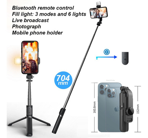 Palo Selfie Bluetooth Para Teléfono Celular Universal+luz De