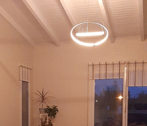 Imagen 6 de 10 de Moderna Lampara Colgante Led Doble Anillo 66w 2 Luces Diseño