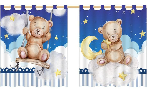 Cortina Decorativa Quarto Infantil Ursinho Sonhe Alto Urso