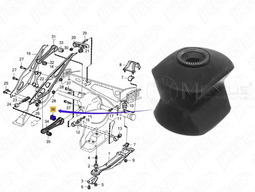 Volvo 960 3.0 V6 1994-1995 Bucha Barra Traseira