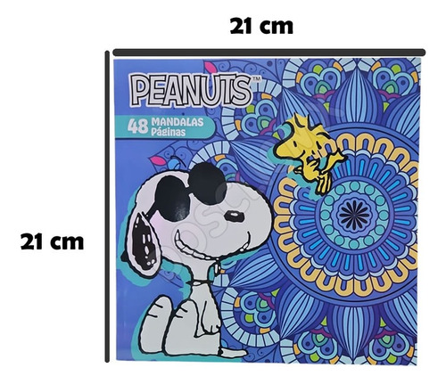 5 Libros Colorear Infantil Mandalas Peanuts Snoopy 48 Pag