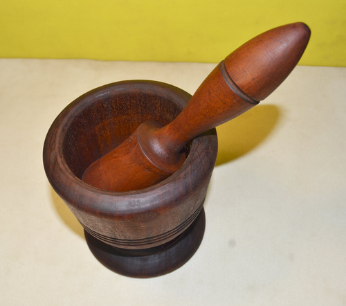 Mortero De Madera De Algarrobo Antiguo - En Rosario - (Usado)