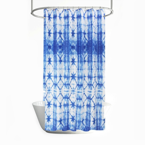 Cortina De Baño Teflon Estampada Impermeable Batik Azul