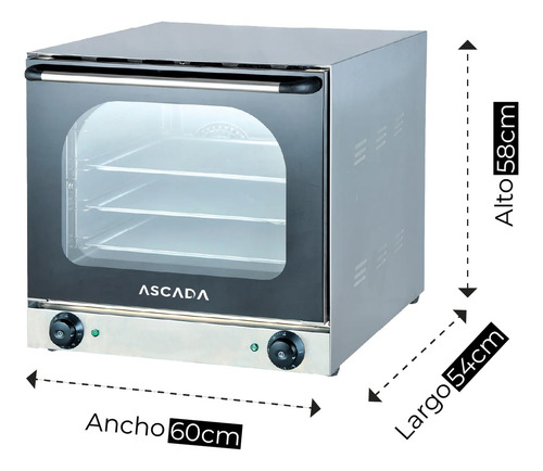 Horno Convector Electrico Ascada H600 4 Bandejas 44x32