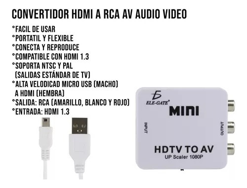 Mini Convertidor Hdmi A Rca Av Audio Video