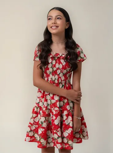 Vestido Juvenil Menina Infantil Elastec Luxo Estampada Exclu — R$ 48,19 em Mercado Livre, 39% OFF