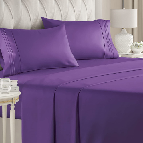 Sabanas Tamaño Matrimonial De Microfibra Suave Color Morado
