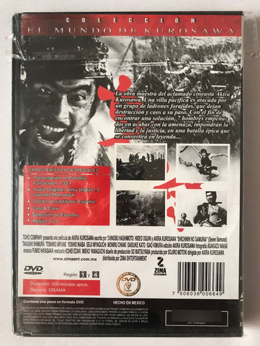 Los Siete Samurais Akira Kurosawa Seven Samurai Dvd Zima Ent (Usado)