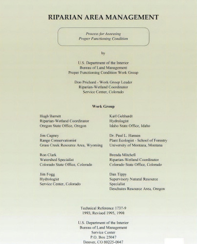 Riparian Area Management, De U S Department Of The Interior. Editorial Createspace Independent Publishing Platform, Tapa Blanda En Inglés