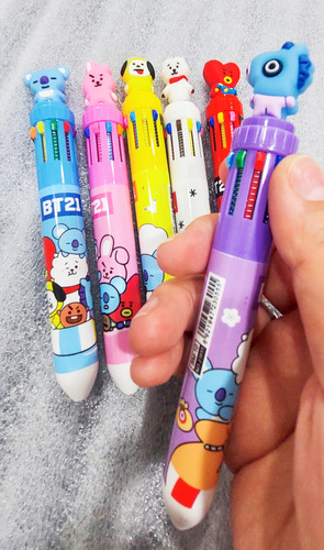 Set 6 Bolígrafos Bts-bt21 Plumas Multicolor Army Kpop