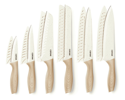 Carote Juego De Cuchillos De Cocina Con Protectores De 12 Pz Crema
