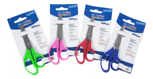 Tijera Escolar Pax 13 Cm Verde, Rosa, Rojo, Azul