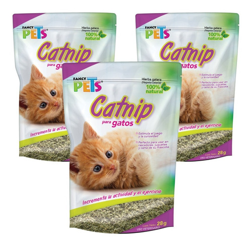 3 Piezas Catnip Atrayente Para Gatos Plus 28 Gr Fancy Pets