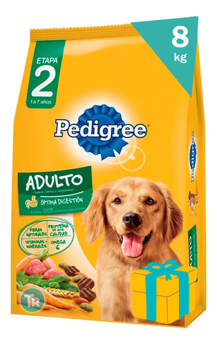 Racion Pedigree Perro Adulto Carne & Veg 8kg + Obsequio