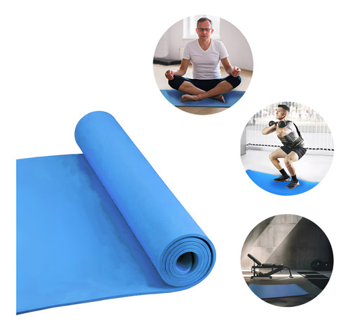 Mat Colchoneta Yoga Gym Pilates Ejercicio Fitness Azul